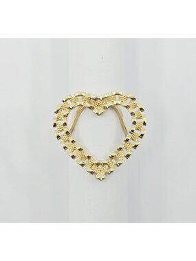 Unique 10K Karat Solid Yellow Gold Designer Rolex Style Heart Ring - Size 6.25